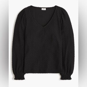 NEW J.Crew Factory V-neck Clip Polka Dot Top Black XL NWT
